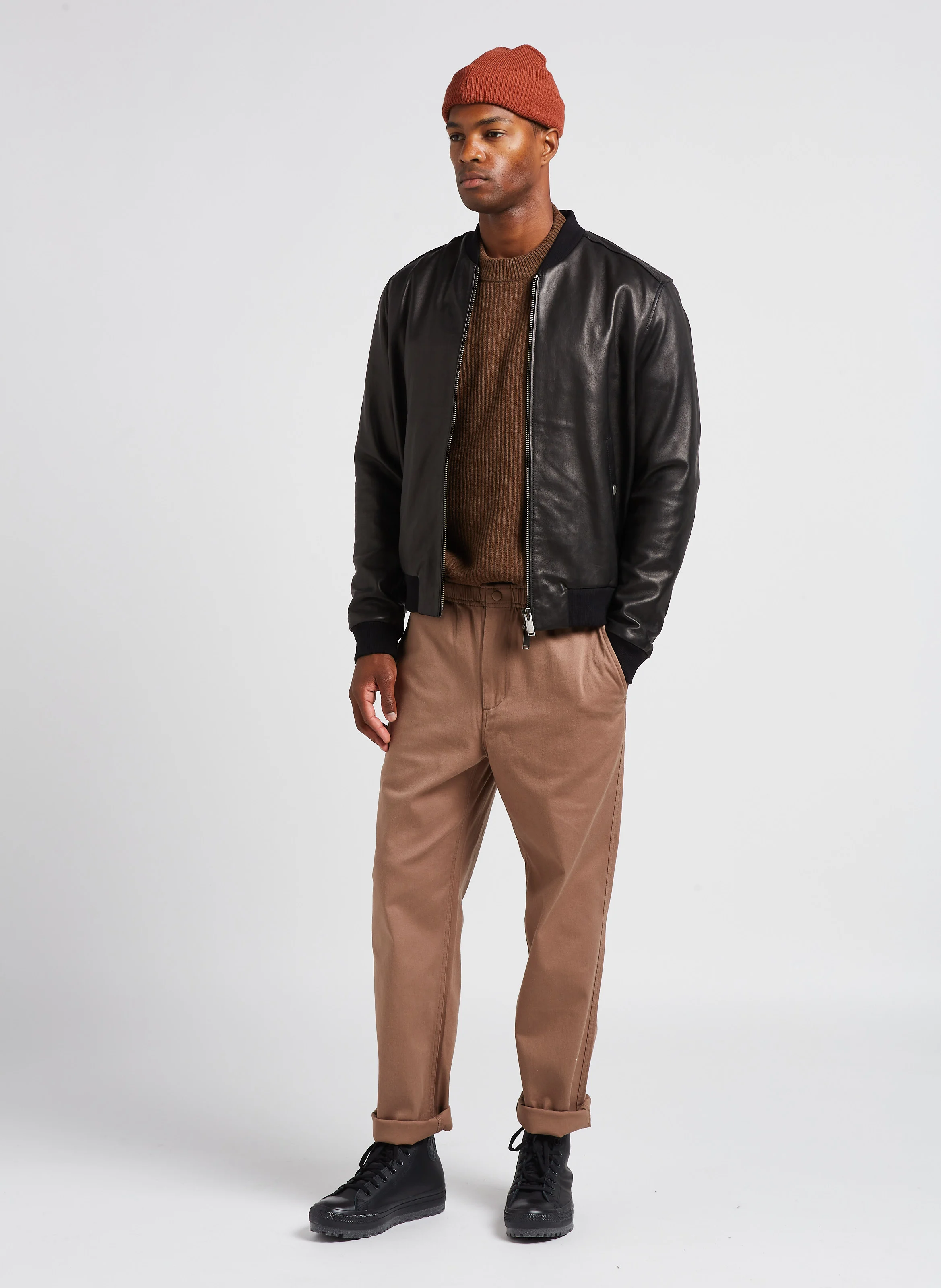 Zace - Pantalon droit en coton mélangé | Beige