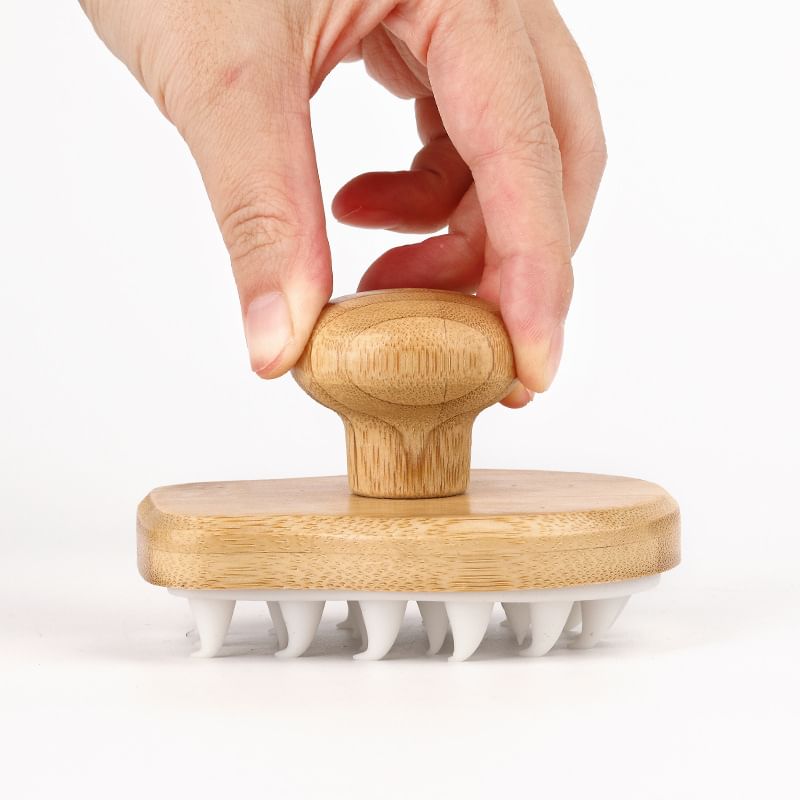 Fondes - Siliconen Hoofdhuidmassager met Houten Handvat