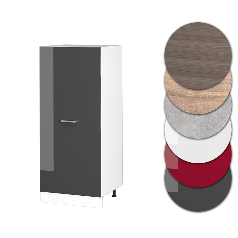 Vicco Backofenumbauschrank Küchenschrank Küchenzeile R-Line 60 cm Weiß Anthrazit große Tür Hochglanz
