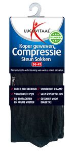 Lucovitaal Koper Geweven Compressie Steun Sokken Zwart 42-47 1PR