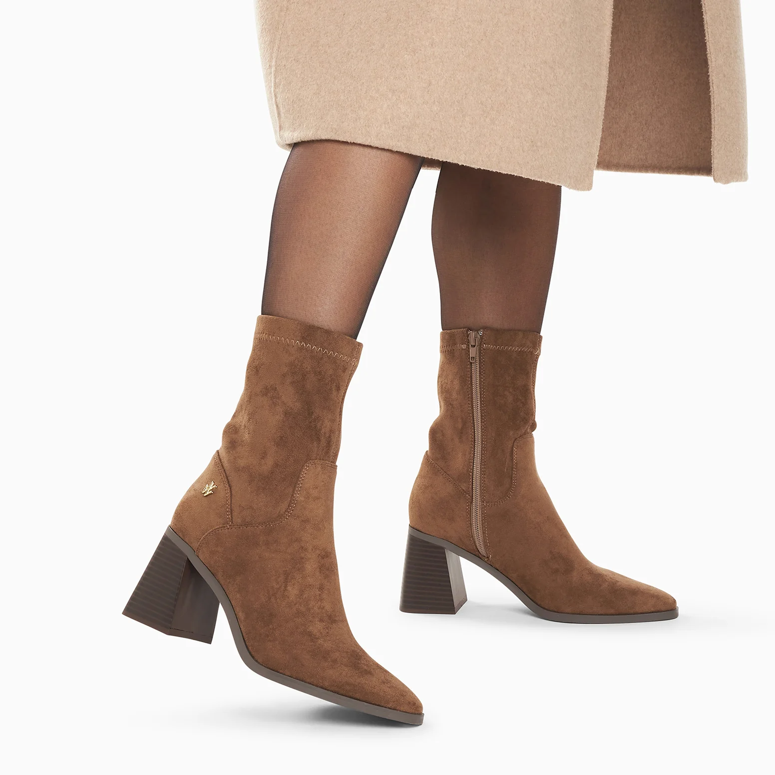 Bottines-Bottines chaussettes Alizée marron à talon trapèze