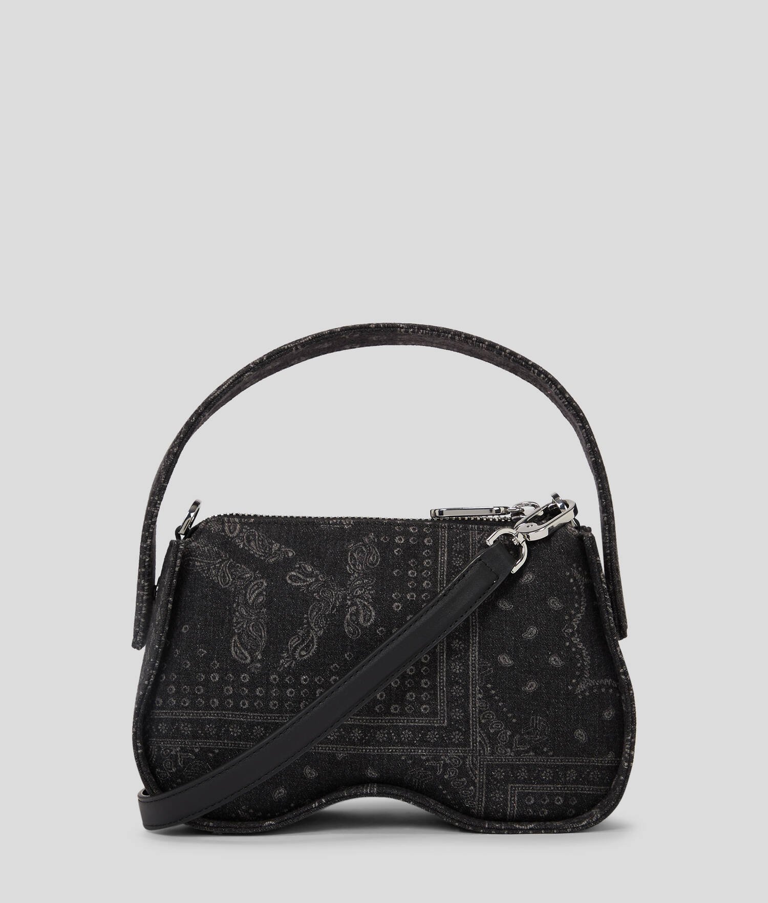 SAC BANDOULIÈRE EN DENIM EN FORME DE LUNETTES DE SOLEIL AVEC ANSE SUPÉRIEURE KLJ