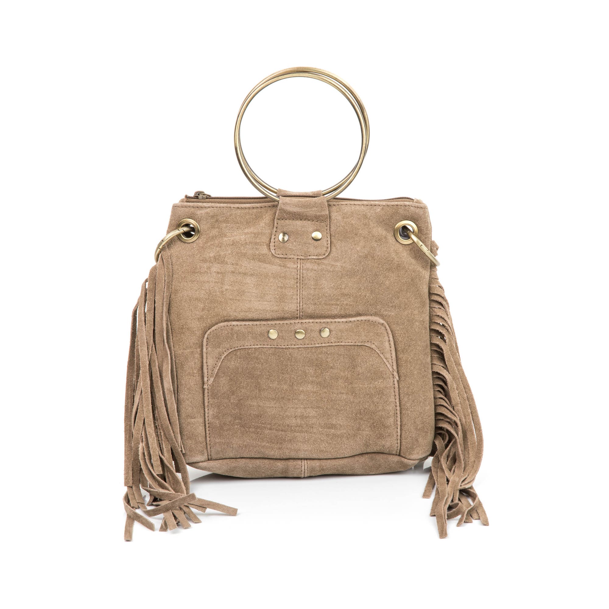 Sac bandoulière en cuir taupe