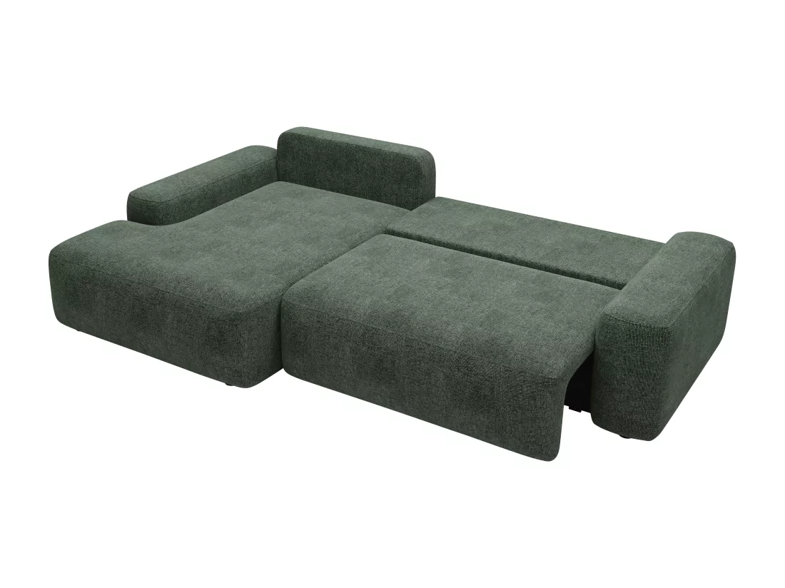 Canapé d'angle gauche convertible en tissu texturé vert DAVISO