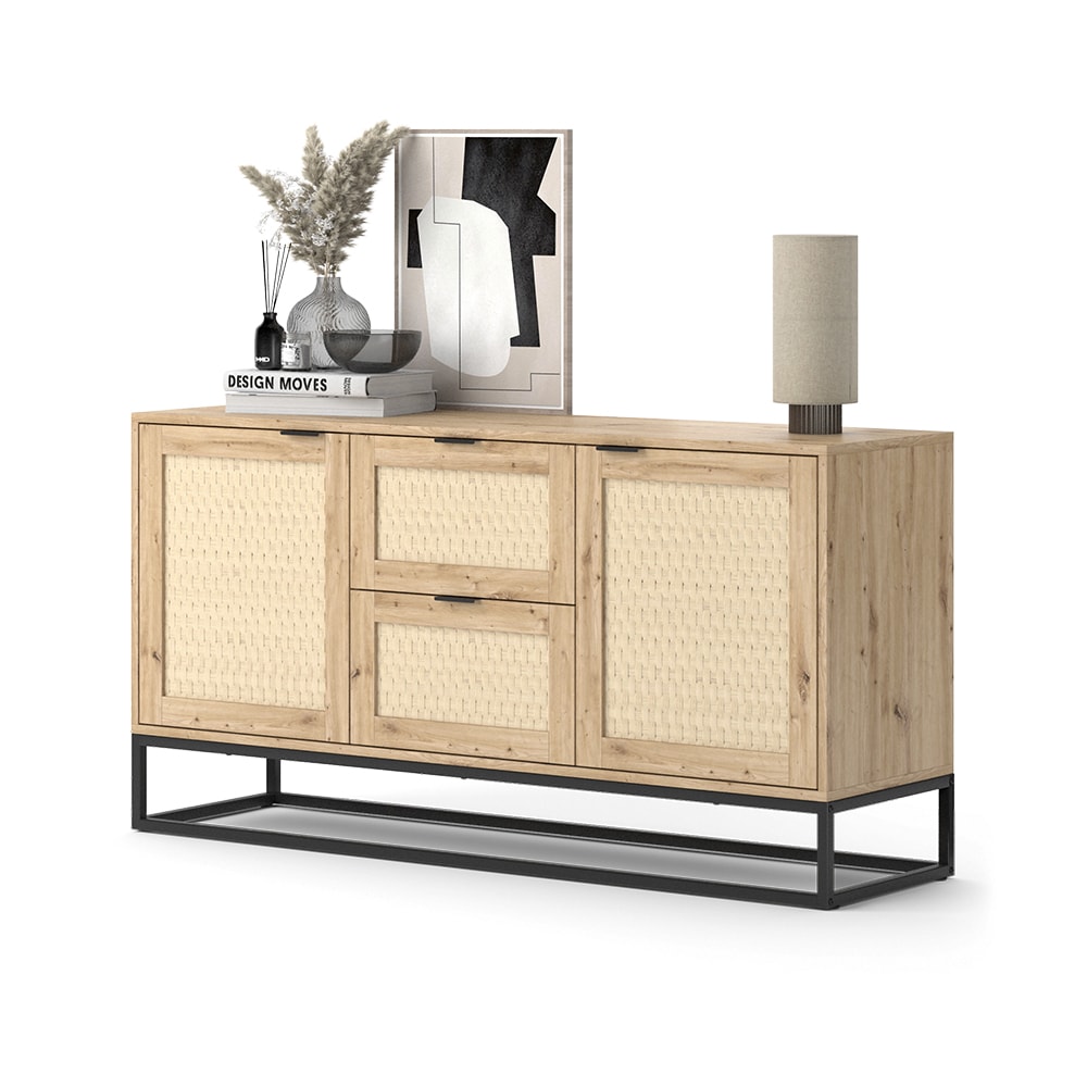 Vicco Sideboard Natal Eiche 140 x 72 cm 2 Türen 2 Schubladen