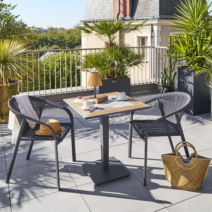 Ensemble table de bistro LAMBADA + 2 chaises empilables RIU Graphite