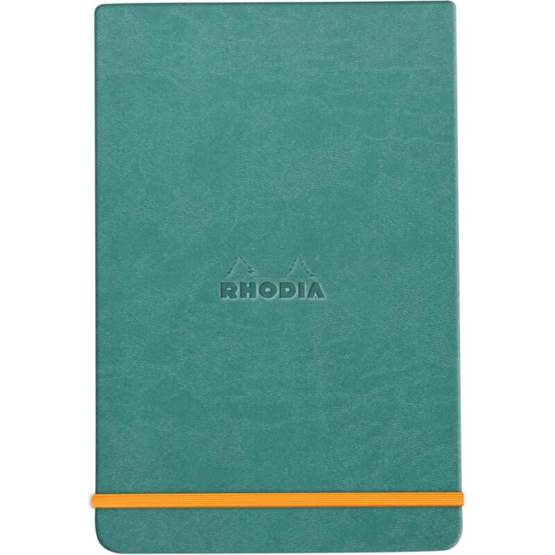 Rhodiarama Webnotepad rembordé rigide A5 192 pages ligné microperforé papier ivoire 90g fermeture élastique - Eau
