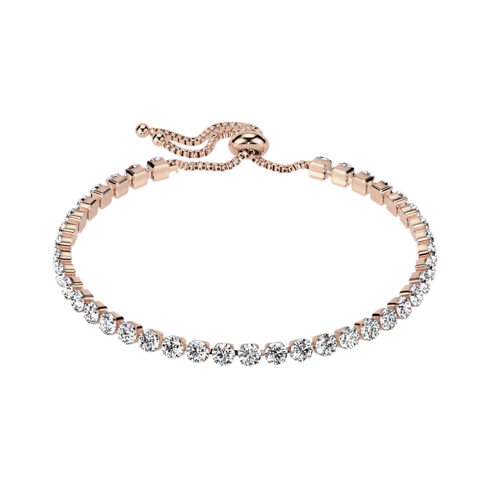 (25cm) Edelstahl Armband Verstellbare Armkette mit Strass Steinen - Roségold