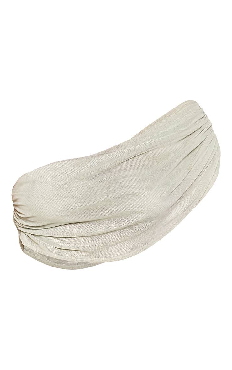 Vert Sauge Haut Bandeau Petite En Maille Extensible Drapée Avec Découpes Et Ensemble Coordonné