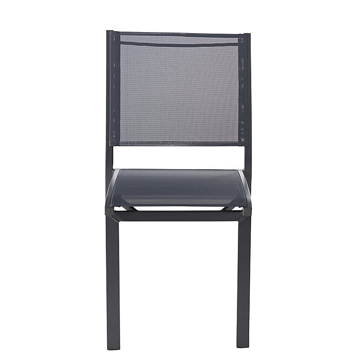 Chaise de jardin GoodHome Batz en aluminium et polyester - Coloris noir ébène - Hauteur 86 cm