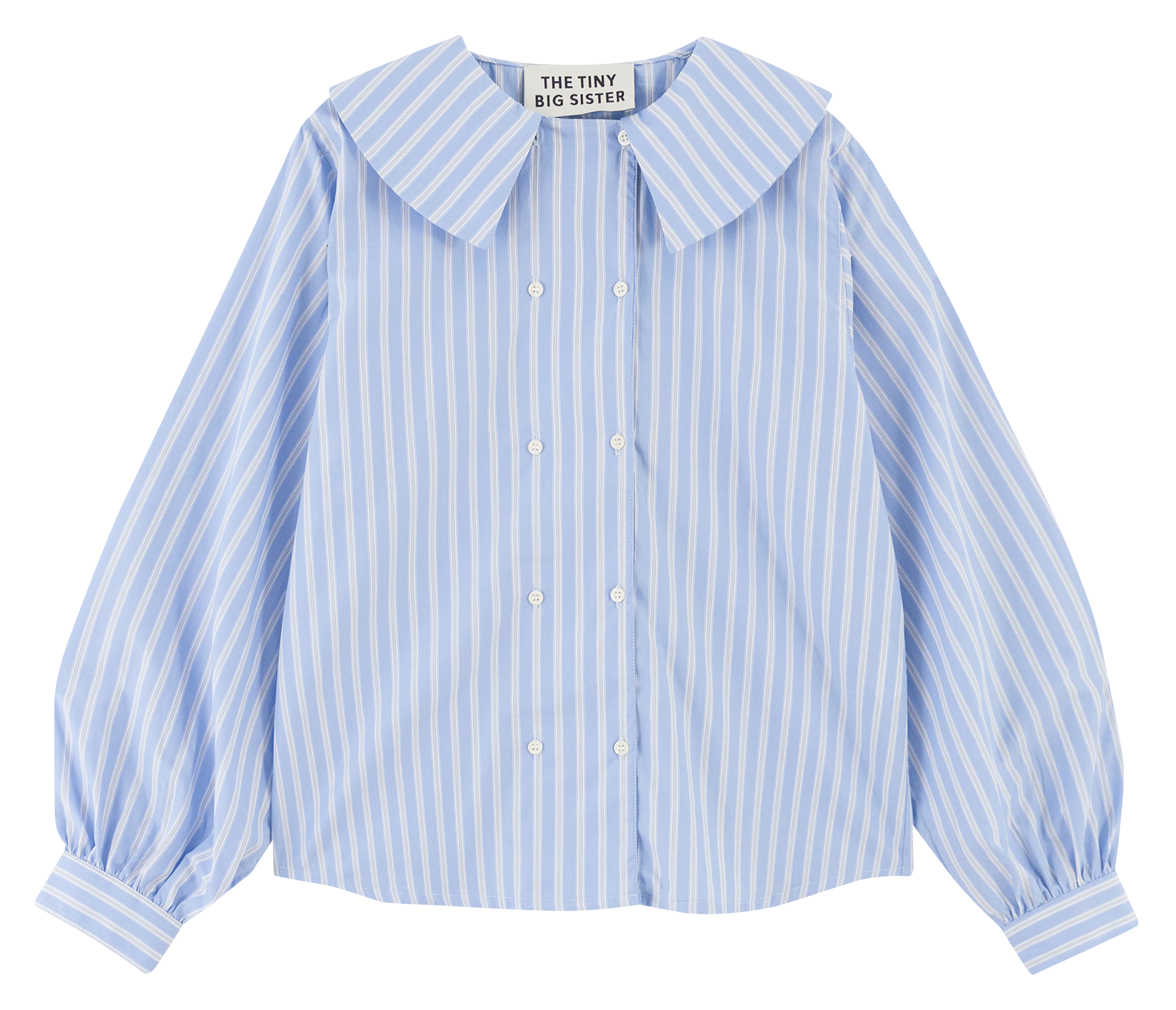 Chemise droit rayée en coton| Bleu