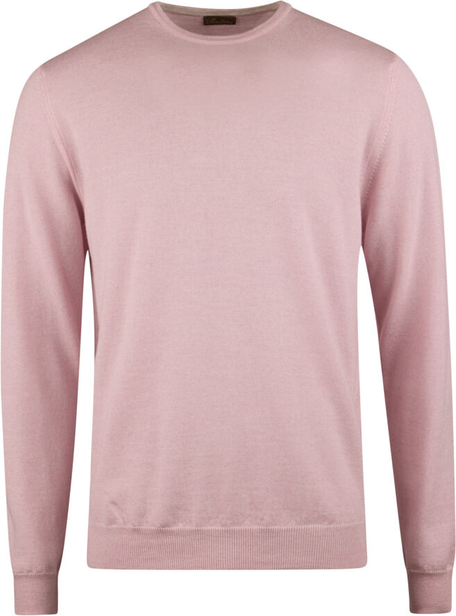 Stenströms Sweater Knitted Crew Neck With Patch Merino Wool Pink