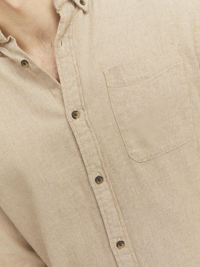 Jack & Jones JJECLASSIC MELANGE SHIRT LS SN Oatmeal