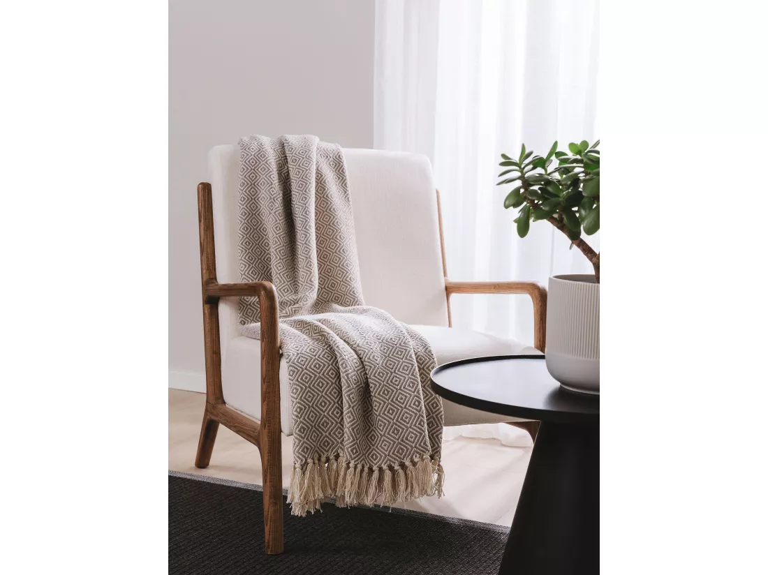Plaid en coton Jasmin Gris 125x150 cm