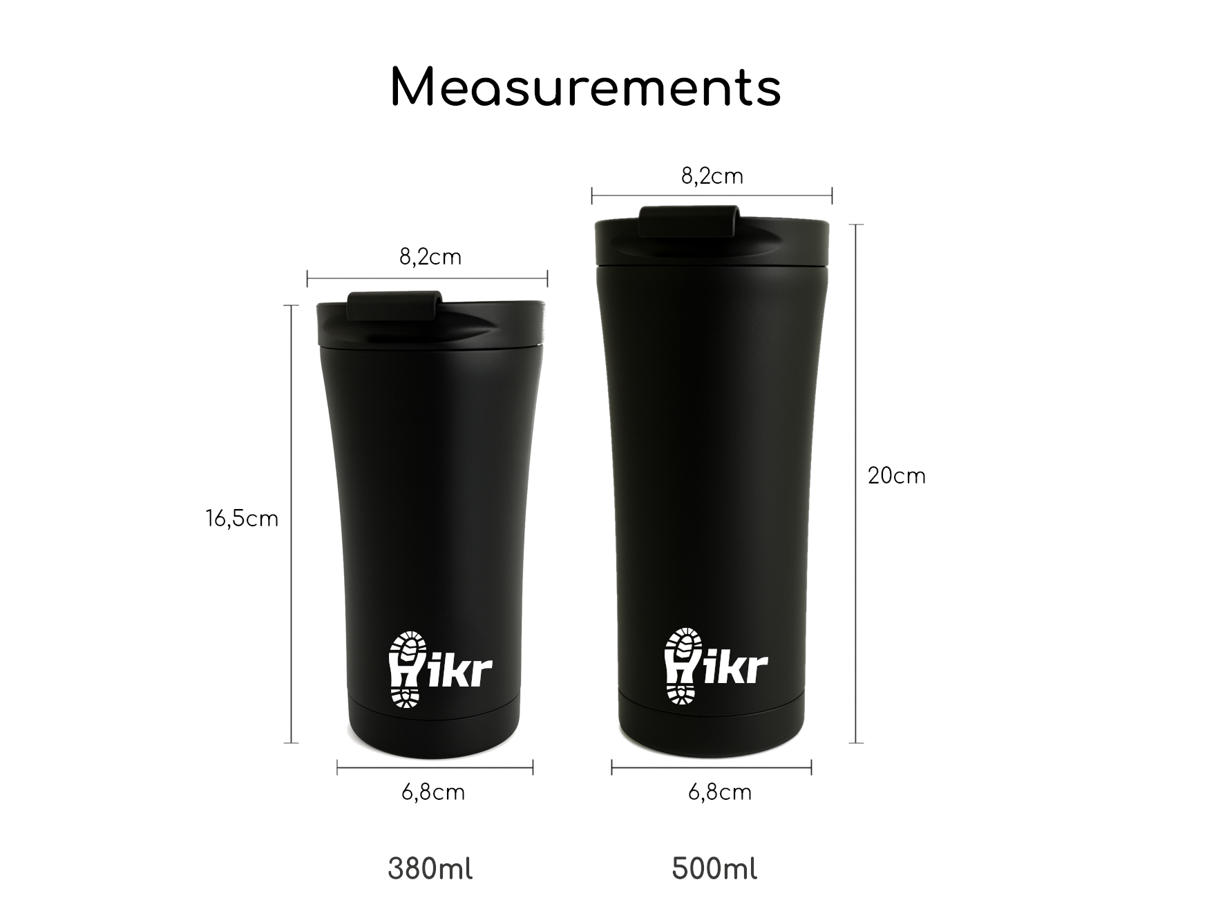 Hikr RVS 380 ml koffiebeker to Go - Black