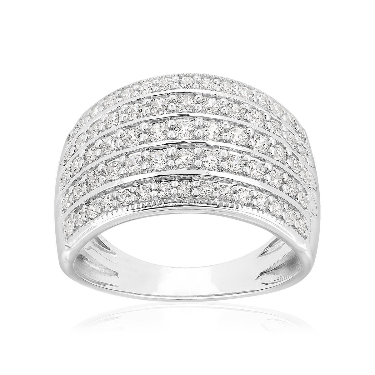 Bague or 750 blanc diamants synthétiques 1 carat
