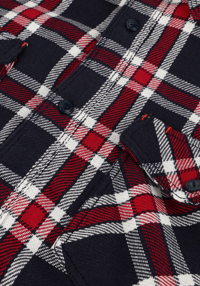 SCOTCH & SODA donkerblauwe scotch & soda overshirt archive double face twill check