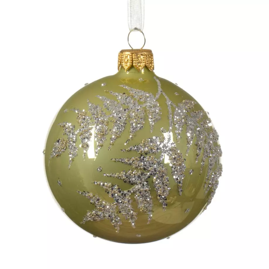 Lot de 6 boules de Noël (D80 mm) en verre Fégy Pistache