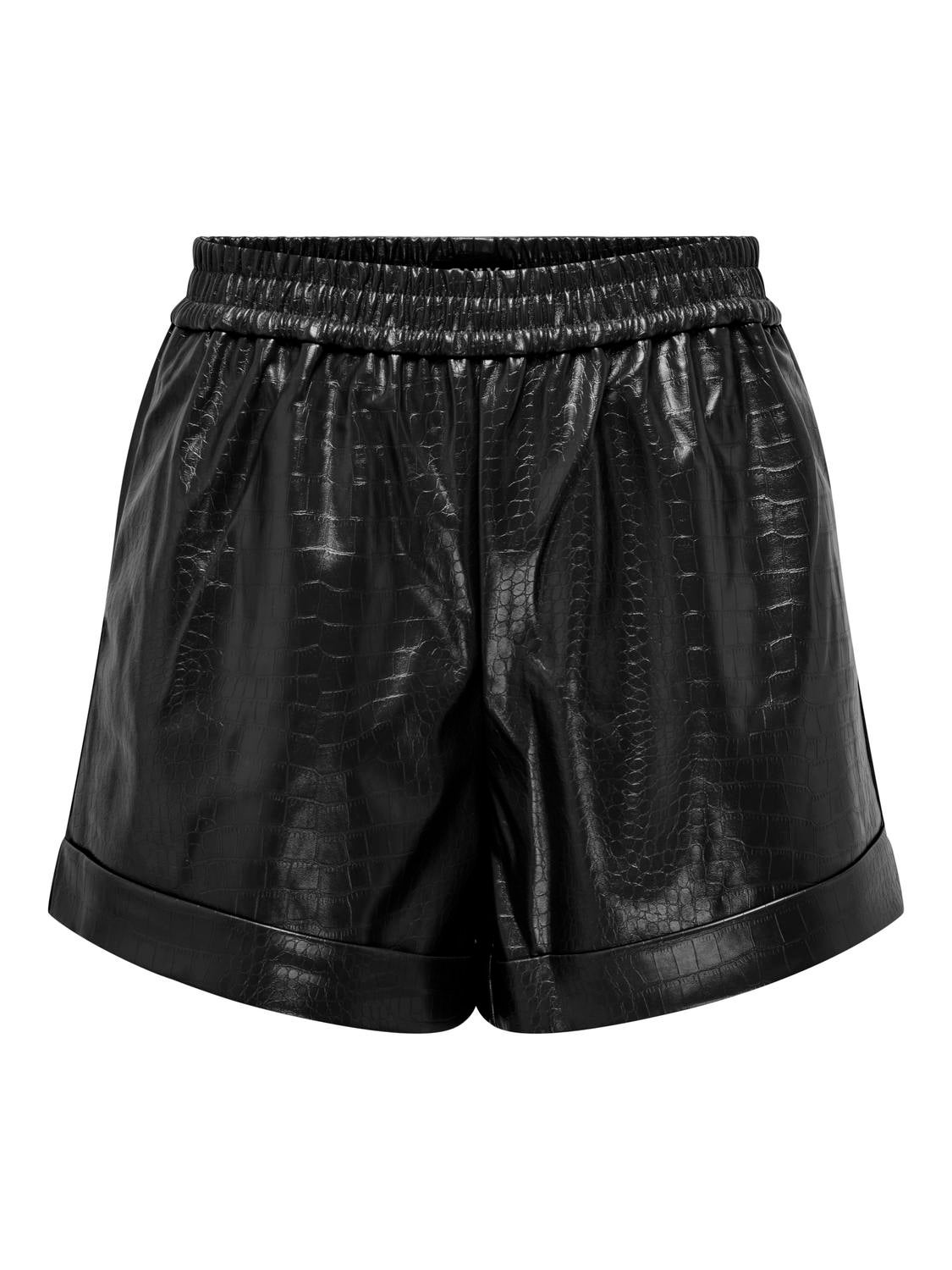 ONLDITTE Locker geschnitten Shorts in Lederoptik Black