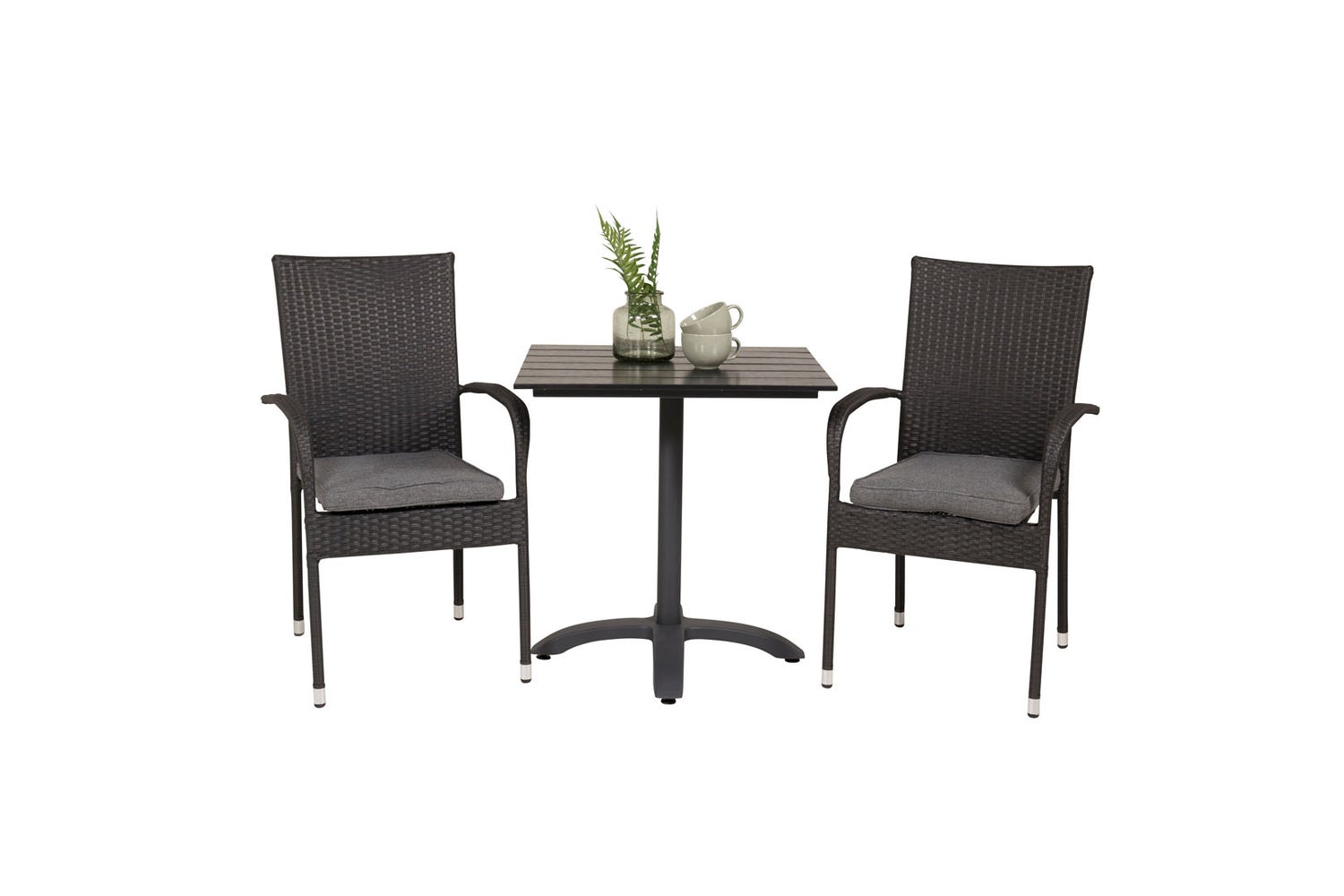 Colorado70*70 tuinset: tafel (70x70cm) en 2 Anna stoelen, zwart. 70 x 70 x 74 cm