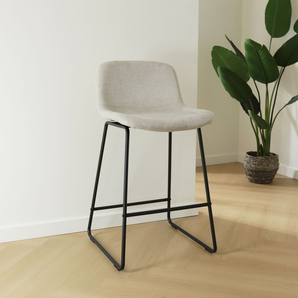 Barkruk Nino-Mats lichtgrijs - zwart onderstel - 65 cm