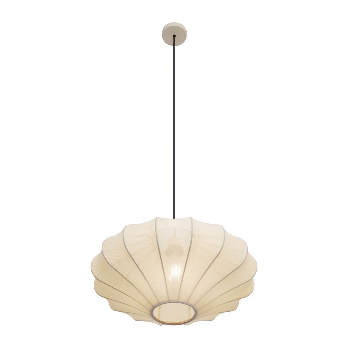 Japandi hanglamp beige met stoffen kap 50cm - Plu