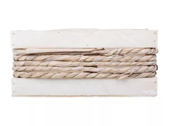 Panier en bois et corde blanc 25x15x11/20h