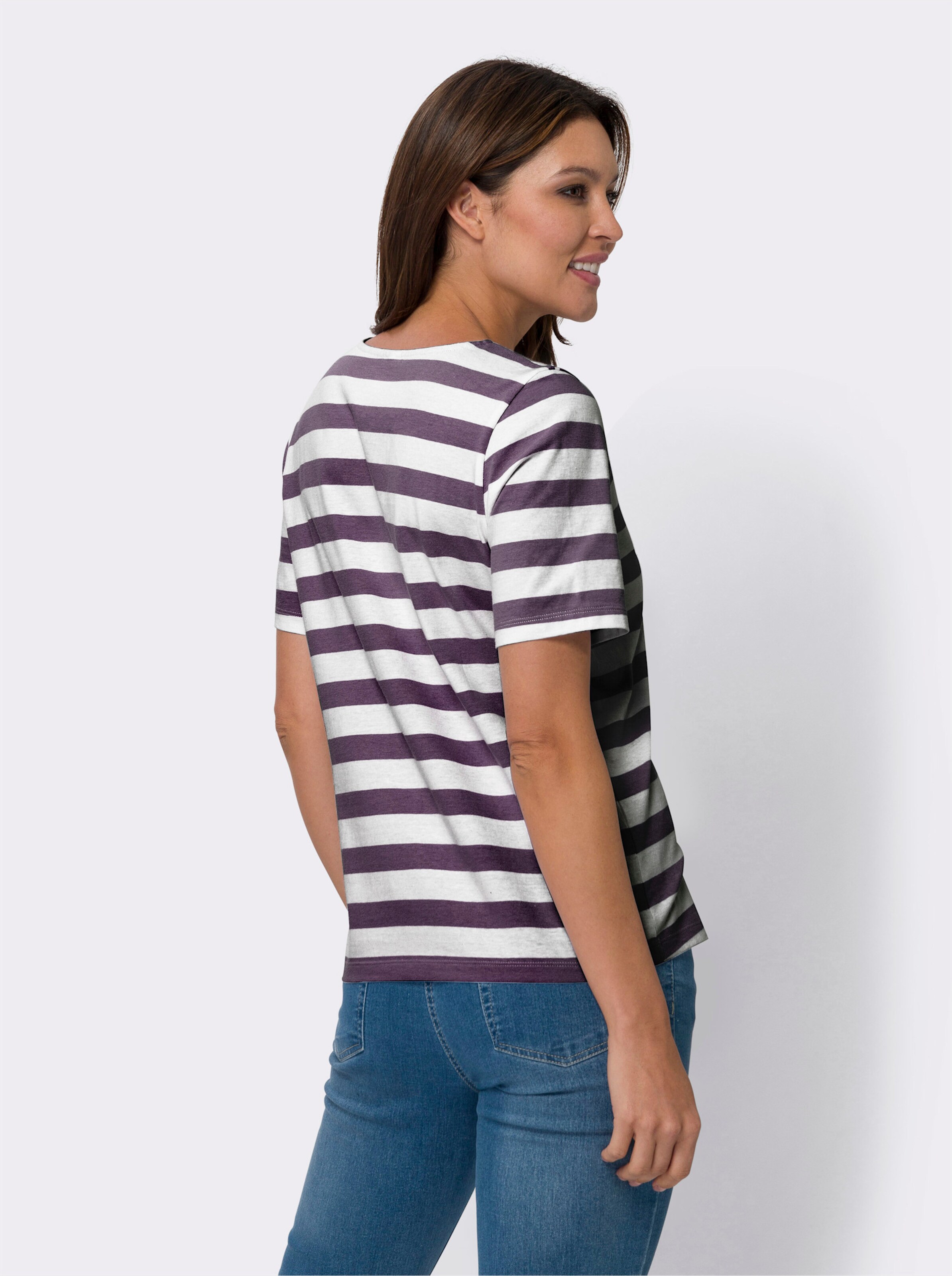 Kurzarmshirt mit garngefärbten Streifen
