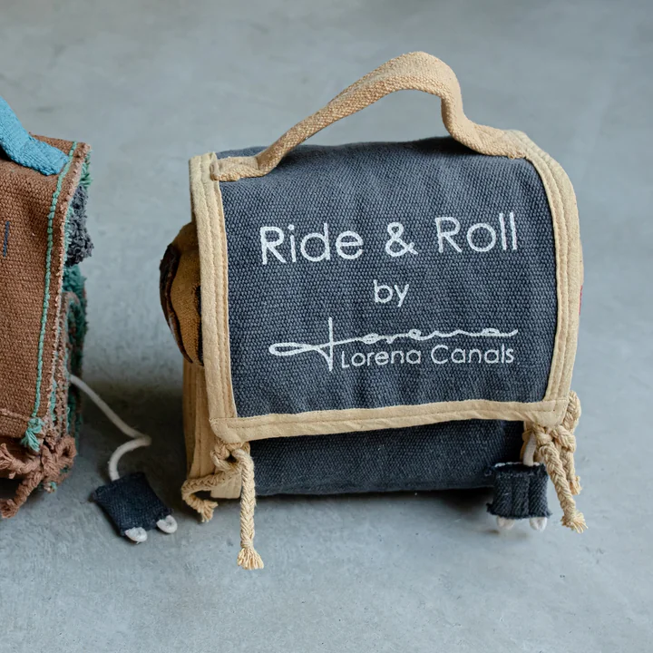 Lorena Canals - Ride & Roll Spielset, Schulbus, schwarz / gelb (2er-Set)