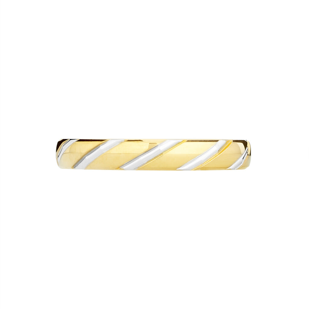 Alliance Strie Fantaisie Demi Jonc Classique Or Bicolore