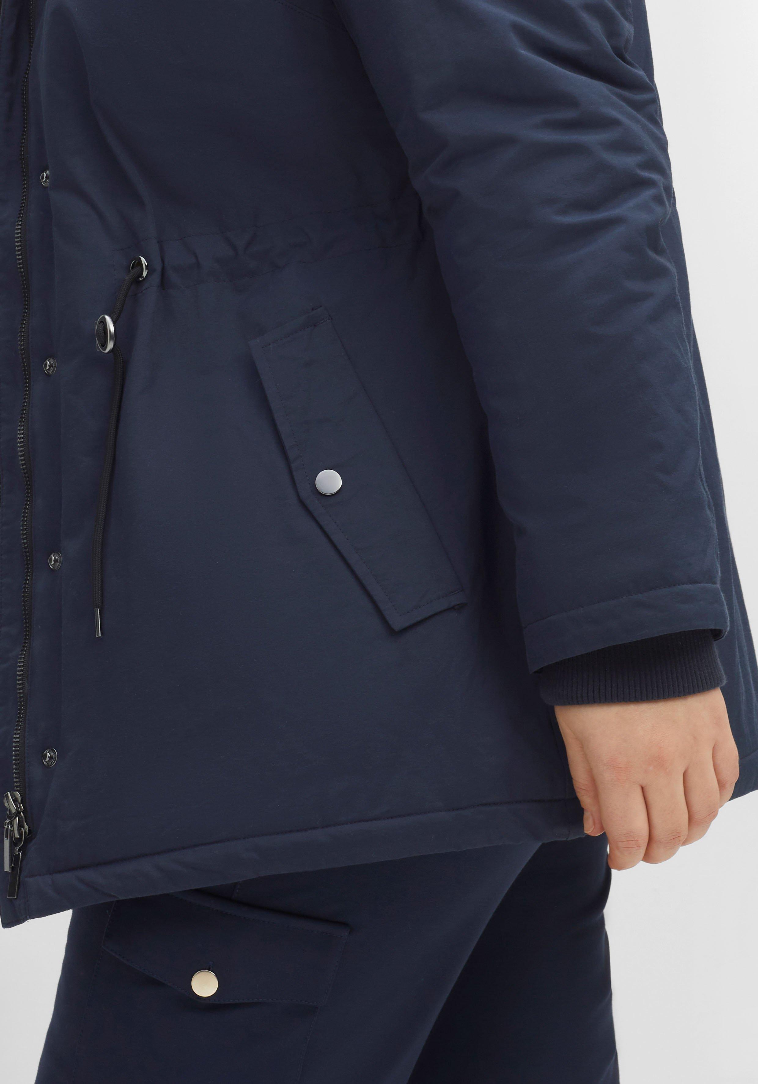 Longparka mit Teddyfutter und Taillen-Tunnelzug