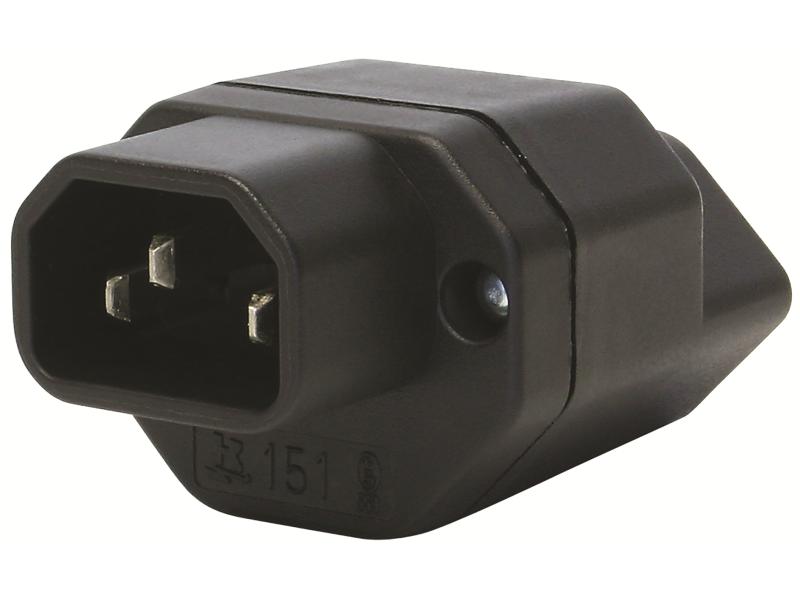 STEFFEN Adapterstecker C14 - T13 Schwarz IEC320 auf T13