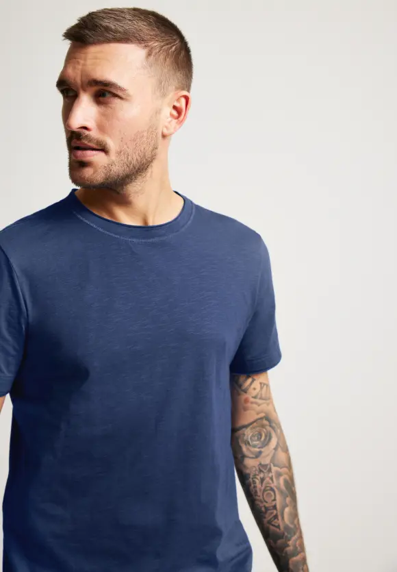 T-Shirt in Unifarbe - indigo blue