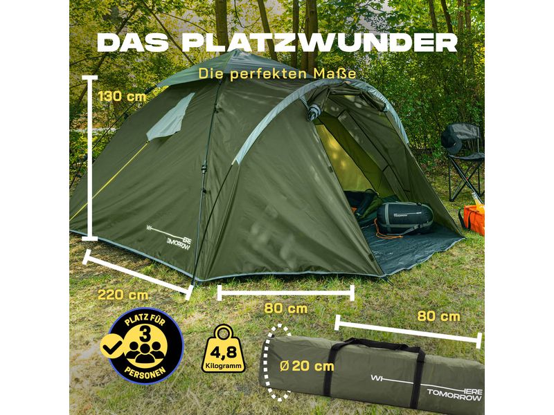 Where tomorrow Drei Personenzelt Pop-Up - Grün Pop Up Zelt 220 x 80 x 130 cm