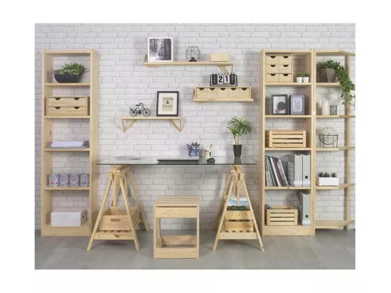 Etagère d'angle en pin brut Gala 4 tablettes