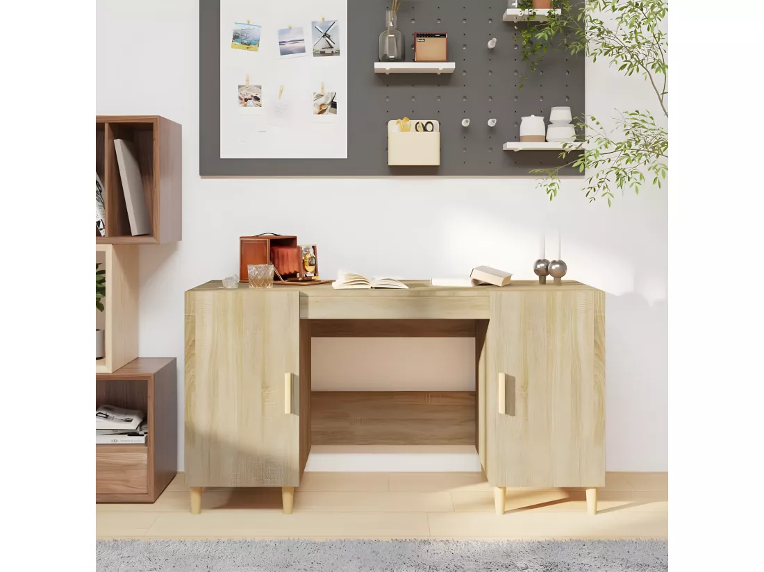 Bureau Chêne sonoma 140x50x75 cm Bois d'ingénierie