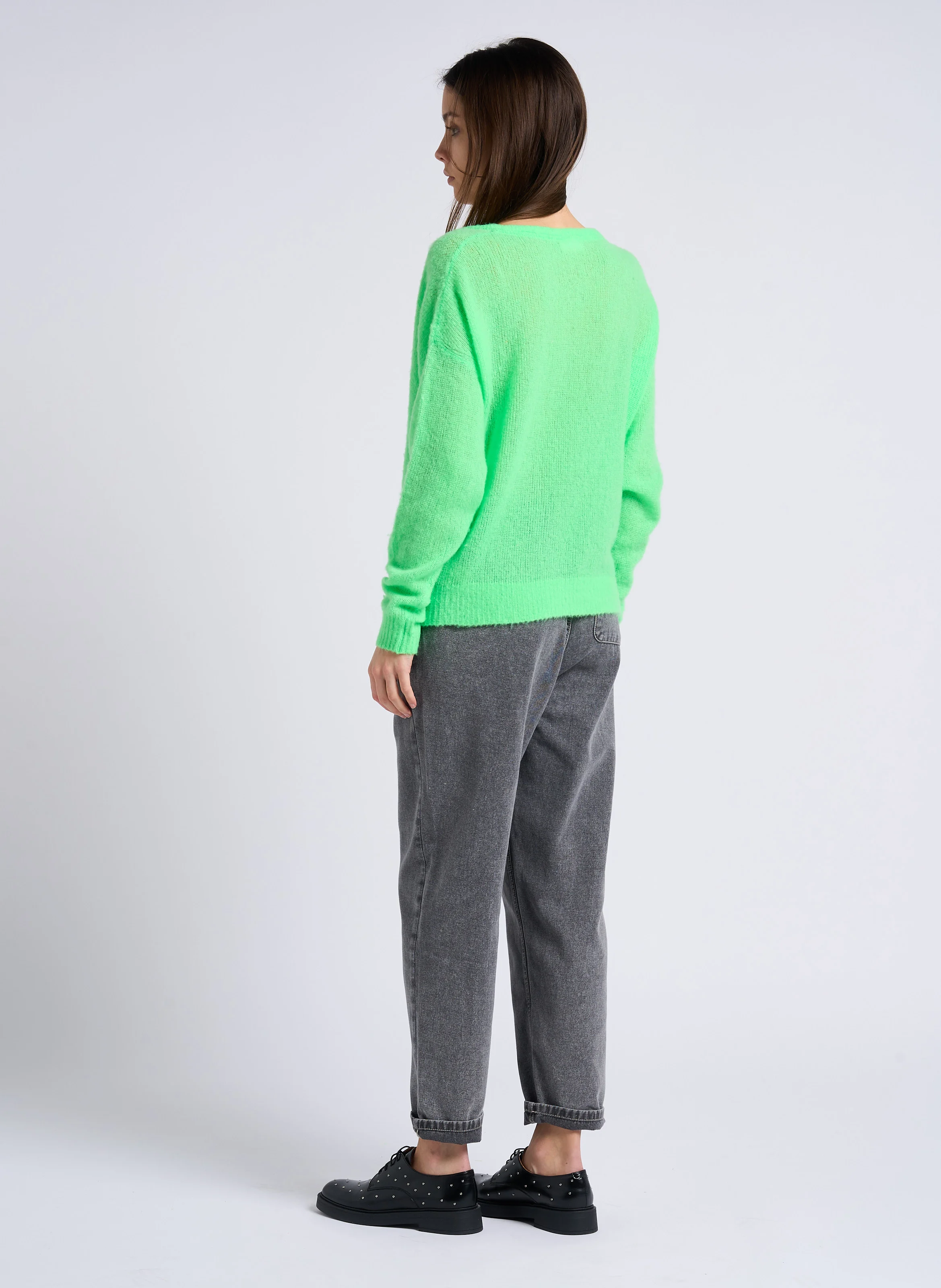 JAZY - Jean droit taille haute en coton | Gris