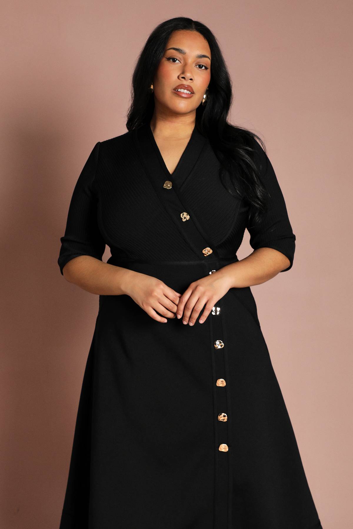 Coast Robe Midi Portefeuille Côtelée Avec Boutonnage
