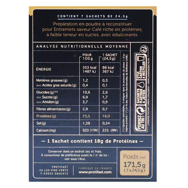 Protifast Sobremesa de Café com Alto Teor de Proteína - 7 sachês