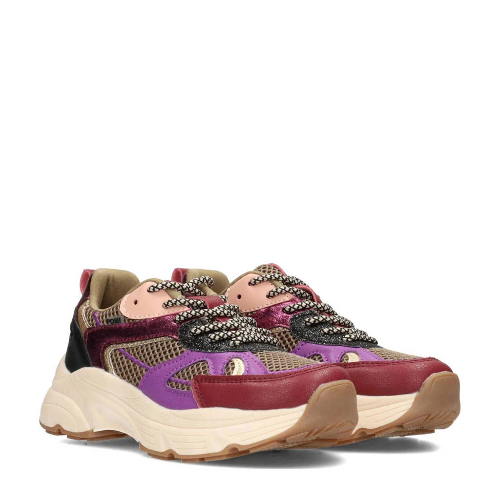POSH by Poelman chunky sneakers paars/bruin