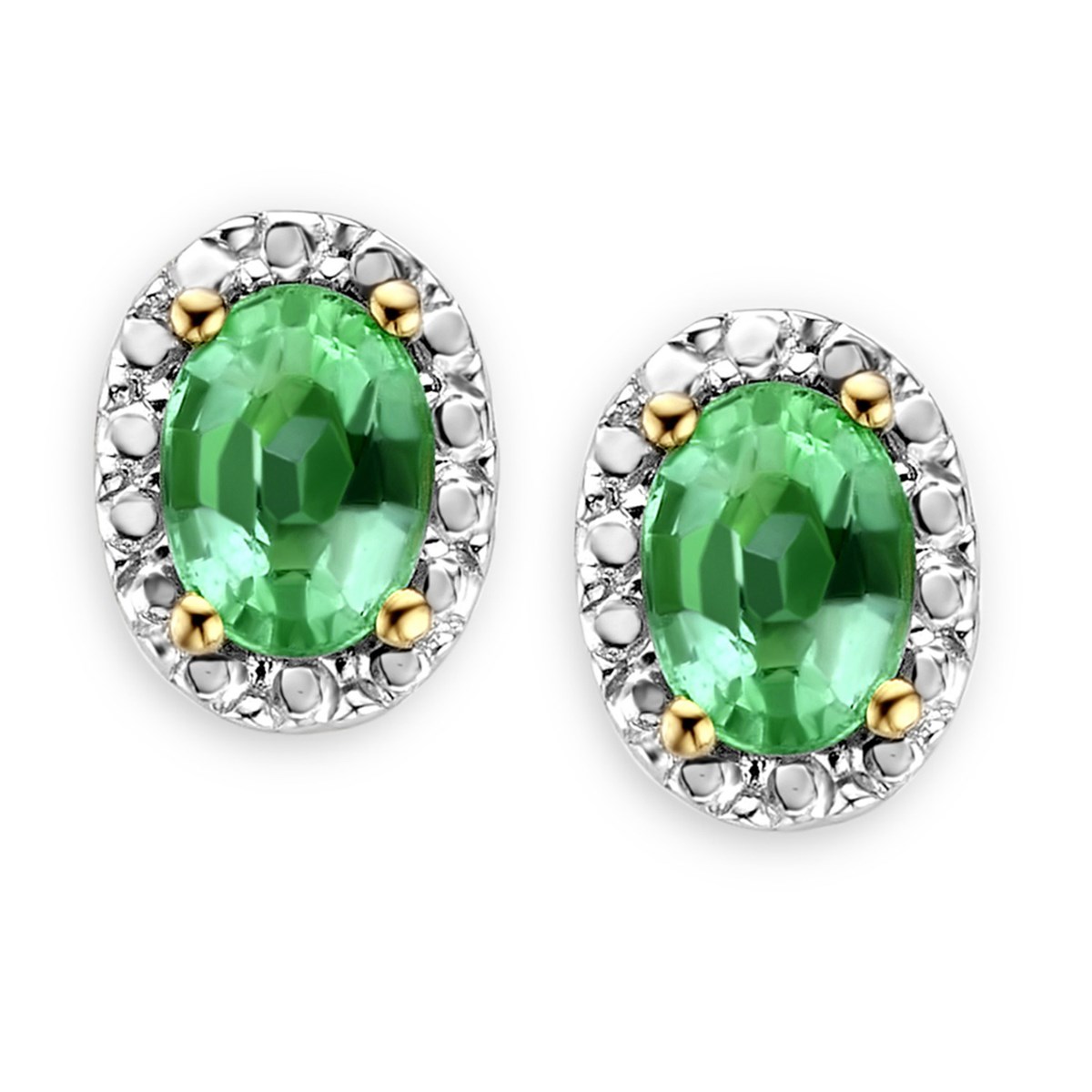 Boucles d'oreilles Brillaxis ovales or émeraude