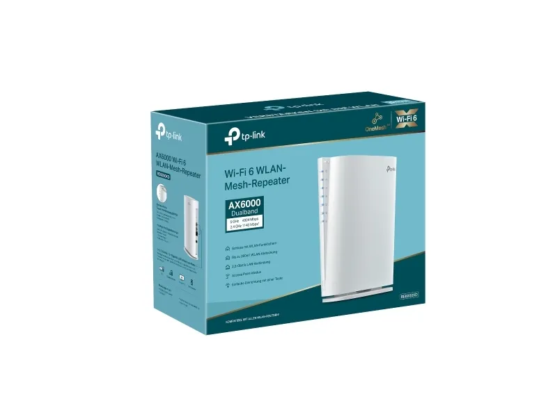 TP-Link AX6000 Mesh Wi-Fi 6, 2.4 GHz, 5 GHz, WPA, WPA2-PSK, WPA3, 1000,2500 Mbit/s