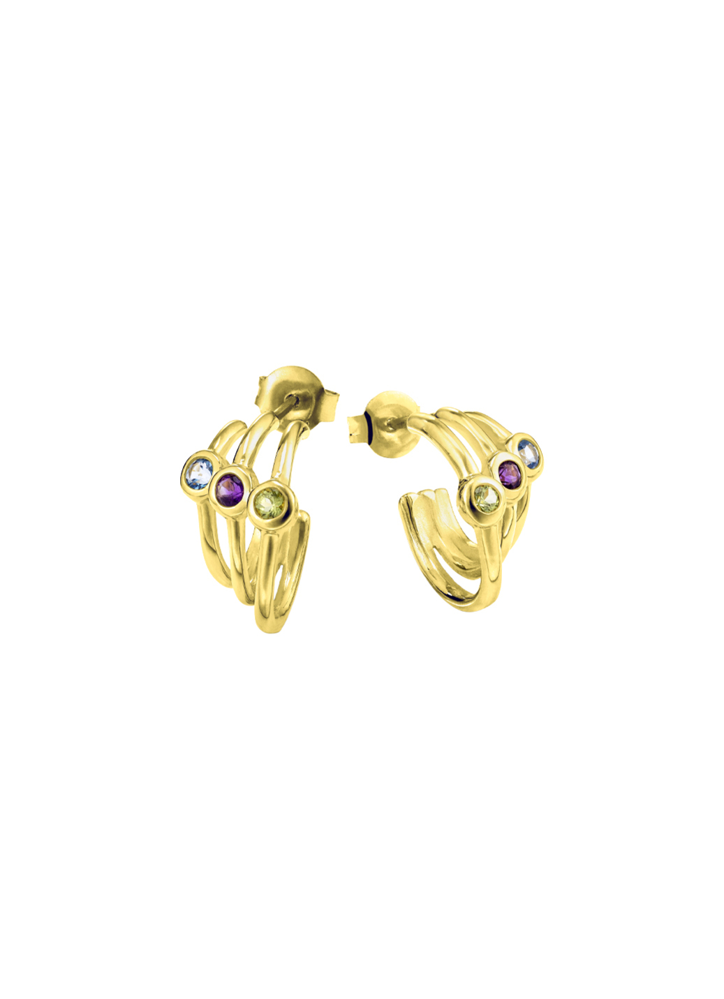 Ohrstecker mit Blautopas, Amethyst und Peridot