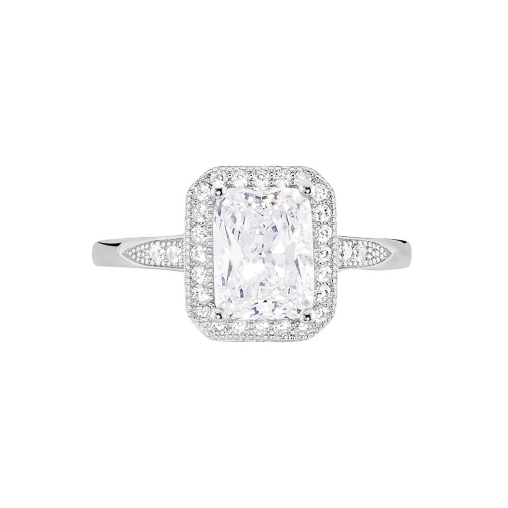 Bague Solitaire Pilar Argent Blanc Oxyde De Zirconium