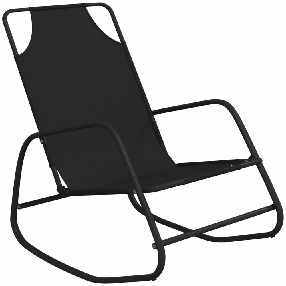Chaises longues transat à bascule 2 pièces noir acier et textilène