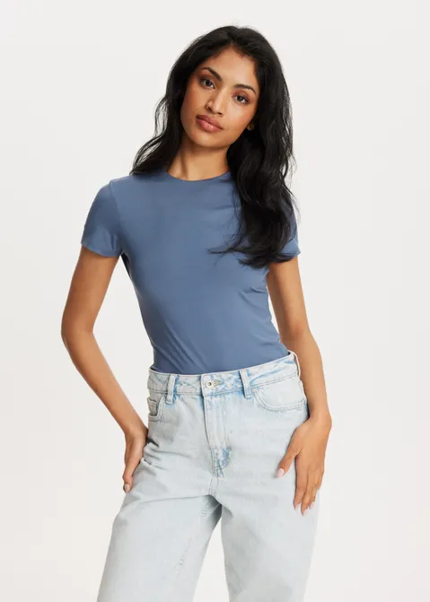 T-shirt met cropped model blauw (BLW.M)