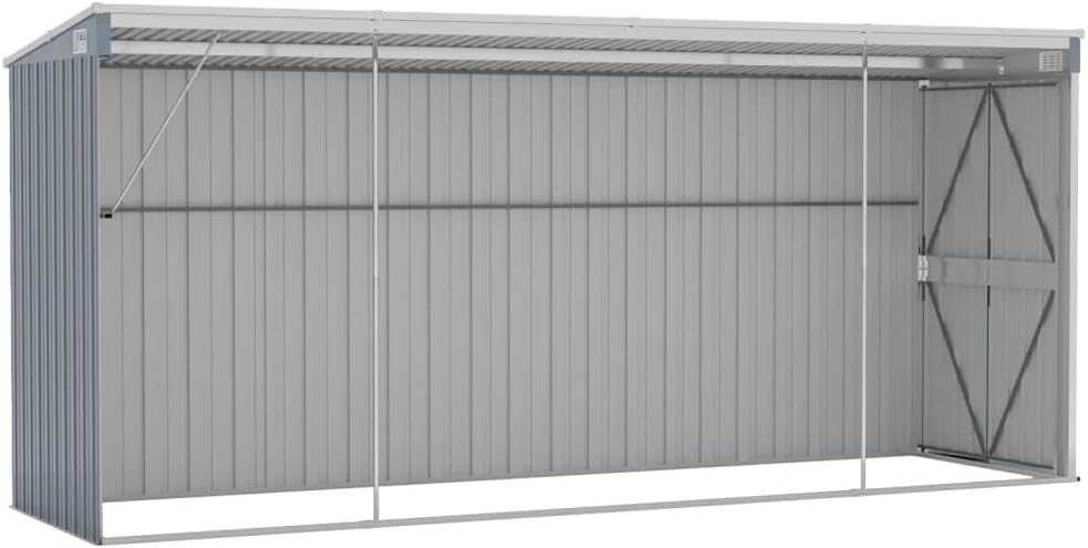 vidaXL Wand-Geräteschuppen Grau 118x382x178 cm Verzinkter Stahl