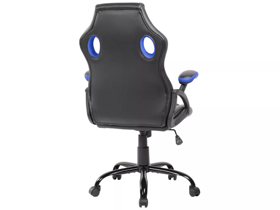 Fauteuil Gamer Siège Noir Bleu Nylon Simili-cuir 120x66x63