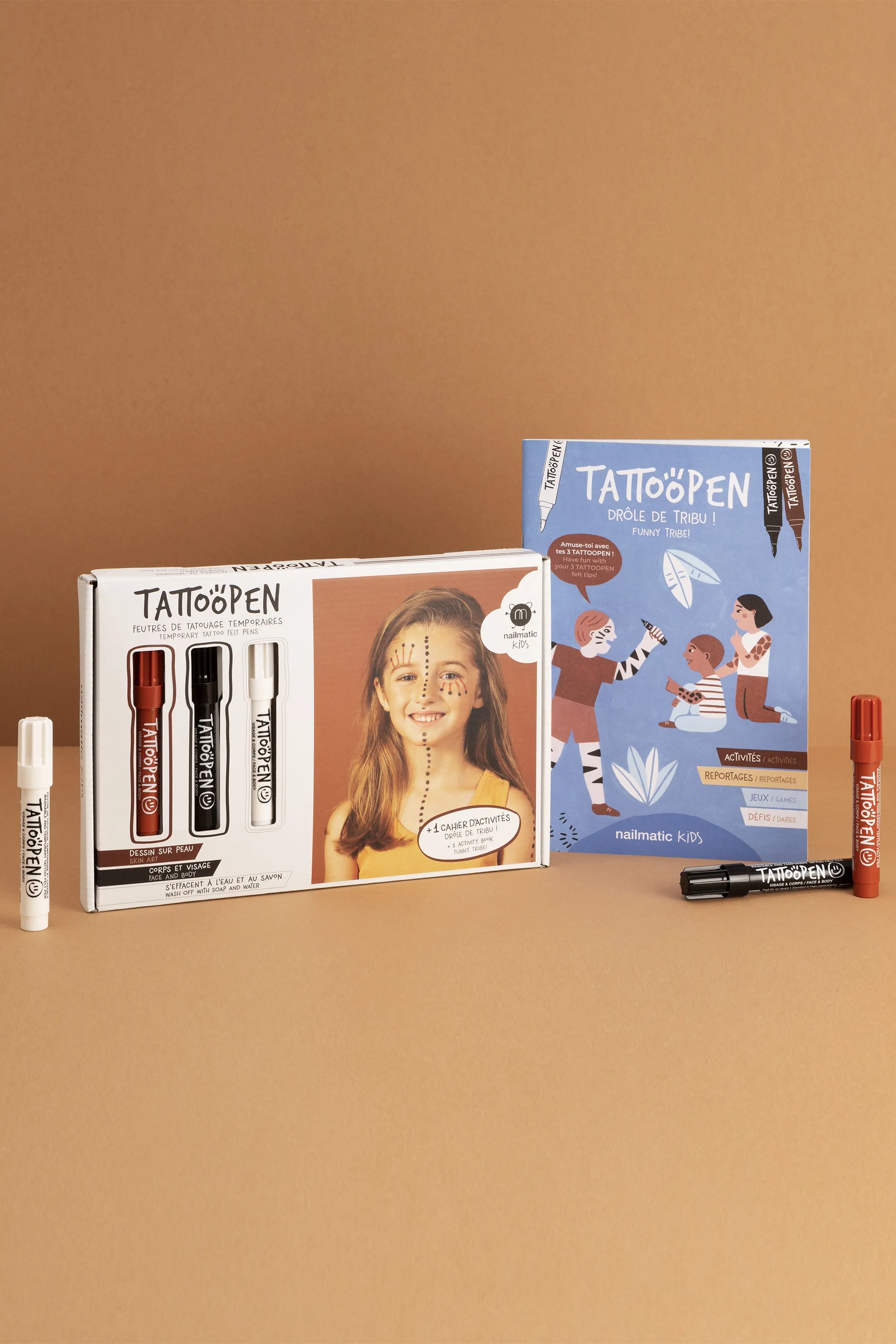 Nailmatic Coffret enfant feutres de maquillage Tatoo Pen + cahier d’activités