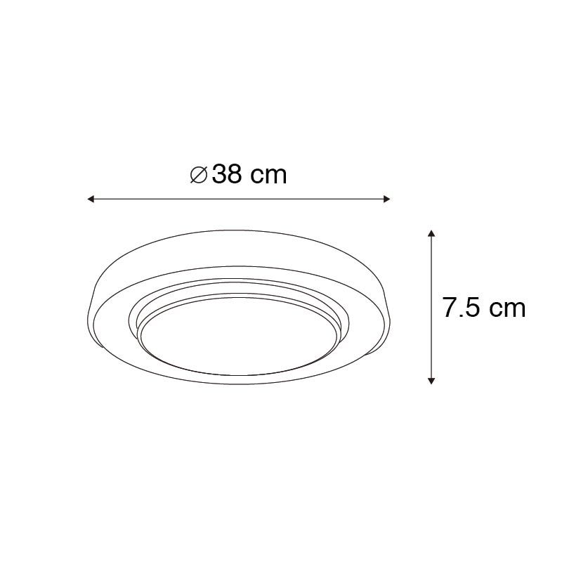 Smart moderne plafondlamp zwart 38 cm incl. LED en RGB - Jochie